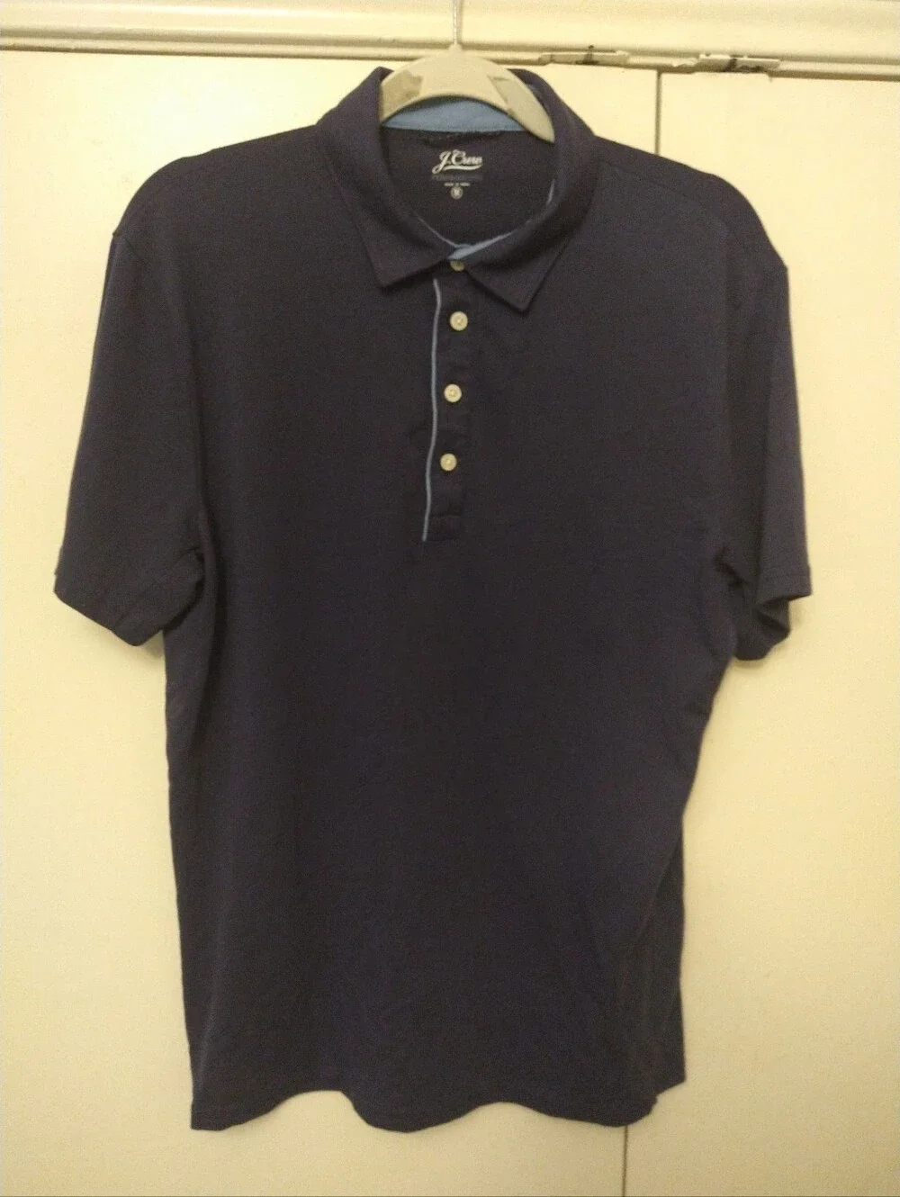 J Crew Performance Blue Cotton Blend Short Sleeve Polo Shirt Men's sz Medium.